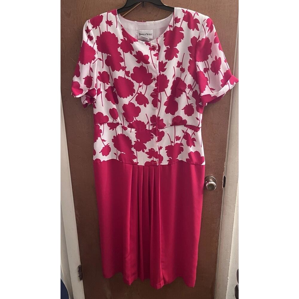 Red Floral Dress 18W Midi Y2K 90s Danny & Nicole Vintage